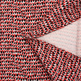 Jacquard polyviscose pois rouge et noir fond blanc