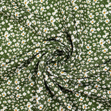 Viscose imprimée fleurs blanches et jaunes fond kaki