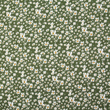 Viscose imprimée fleurs blanches et jaunes fond kaki