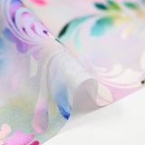 Popeline de coton imprimée floral abstrait multicolore fond mauve