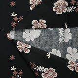 Popeline de coton imprimée fleur aloha marron fond noir