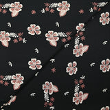 Popeline de coton imprimée fleur aloha marron fond noir