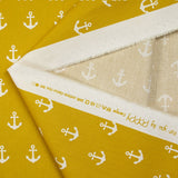 Coton imprimé ancre marine blanche fond ocre
