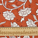 Coton indien imprimé Deepti fleurs blanches fond rouille