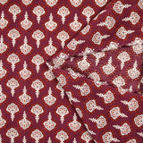 Coton indien imprimé Vamika ornements blanc fond rouge amarante