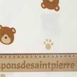 Double gaze imprimée ourson fond blanc