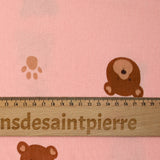 Double gaze imprimée ourson fond rose