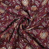 Coton indien imprimé Amayra blanc et rouille fond grenat