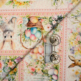 Coton imprimé lapin de Pâques rose