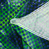 Velours de polyester Lurex imprimée petit pois bleu fond vert