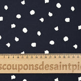 Gabardine 100% coton imprimée pois graphique fond bleu marine