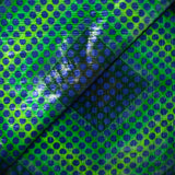 Velours de polyester Lurex imprimée petit pois bleu fond vert