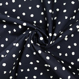 Gabardine 100% coton imprimée pois graphique fond bleu marine