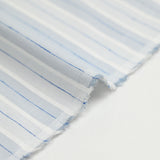Popeline polycoton jacquard rayure blanche, gris-bleue et bleue marine doupionnée