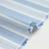 Popeline polycoton jacquard rayure blanche, bleue et noire doupionnée