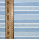 Popeline polycoton jacquard rayure blanche, bleue et noire doupionnée