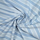 Popeline polycoton jacquard rayure blanche, bleue et noire doupionnée