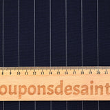 Tissu tailleur 100% laine rayé blanc fond bleu marine