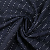 Tissu tailleur 100% laine rayé blanc fond bleu marine