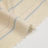 Coton tissé teint à rayure bleu fond beige chiné