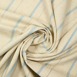 Coton tissé teint à rayure bleu fond beige chiné