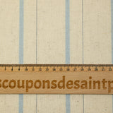 Coton tissé teint à rayure bleu fond beige chiné