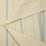 Coton tissé teint à rayure bleu fond beige chiné