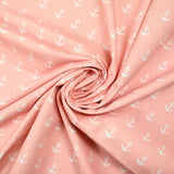Coton imprimé ancre marine blanche fond rose clair