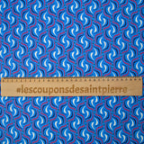 Coton imprimé vague fuchsia fond bleu