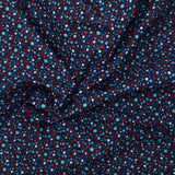 Coton imprimé planète rayé rouge fond marine