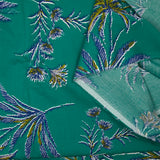 Coton imprimé palmier fond vert caraïbes