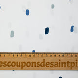Popeline de coton imprimée trait bleu et gris fond blanc