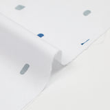 Popeline de coton imprimée trait bleu et gris fond blanc