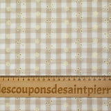 Coton Vichy brodé Flore beige