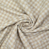 Coton Vichy brodé Flore beige