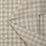 Coton Vichy brodé Flore beige