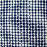 Coton Vichy brodé Flore bleu marine