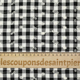 Coton Vichy brodé Flore noir