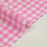 Coton Vichy brodé Flore rose
