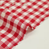 Coton Vichy brodé Flore rouge