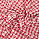 Coton Vichy brodé Flore rouge