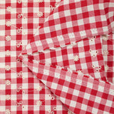 Coton Vichy brodé Flore rouge
