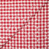 Coton Vichy brodé Flore rouge