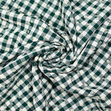 Coton Vichy brodé Flore vert fôret