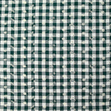 Coton Vichy brodé Flore vert fôret