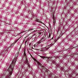 Coton Vichy brodé Flore prune