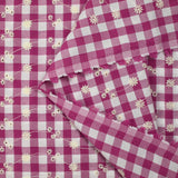 Coton Vichy brodé Flore prune