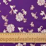 Popeline de coton imprimée ornemental marron fond violet