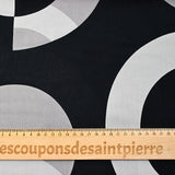 Viscose printed gray circle black background