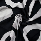 Viscose printed gray circle black background